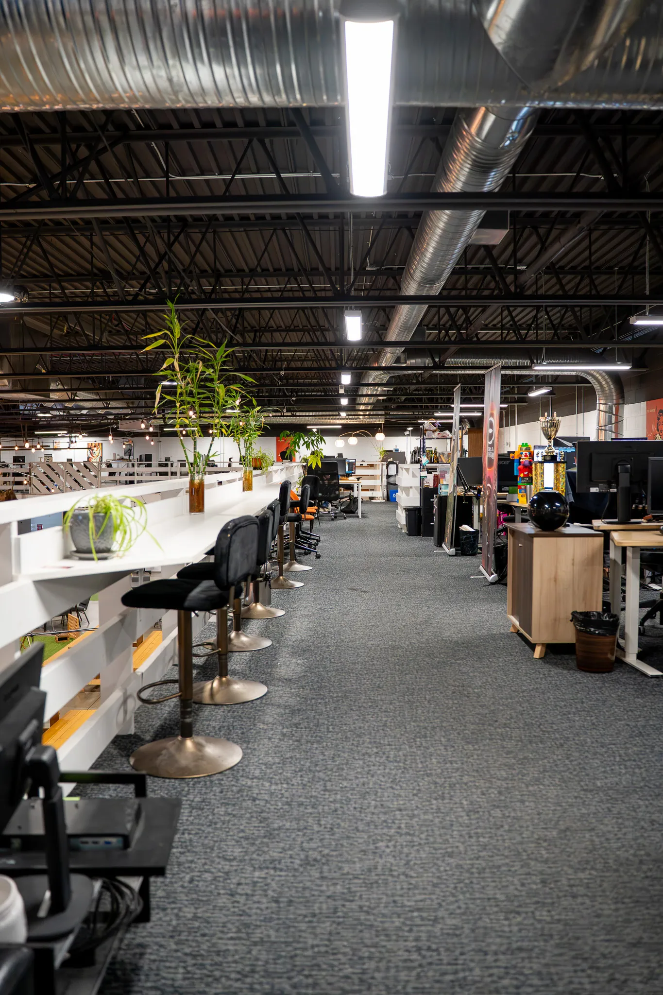 Coworking desks overlooking the Site B venue